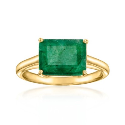 Ross-Simons 2.70 Carat Emerald East-West Ring in 18kt Gold Over Sterling