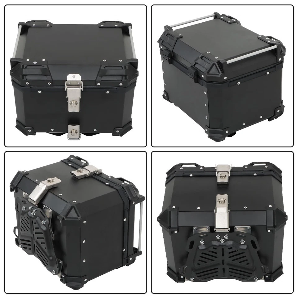 Maleta trasera 45L negra para moto impermeable equipaje scooter maletero almacenamiento Foto 3 de 4