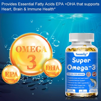 Omega 3 Fish Oil Capsules Helps Maintain Heart Brain Immune System Health 30-120