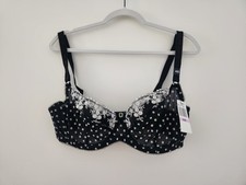 NWT FELINA PARAMOUR BLACK WHITE UNLINED POLKA DOT SWEET REVENGE LACE BRA 40D