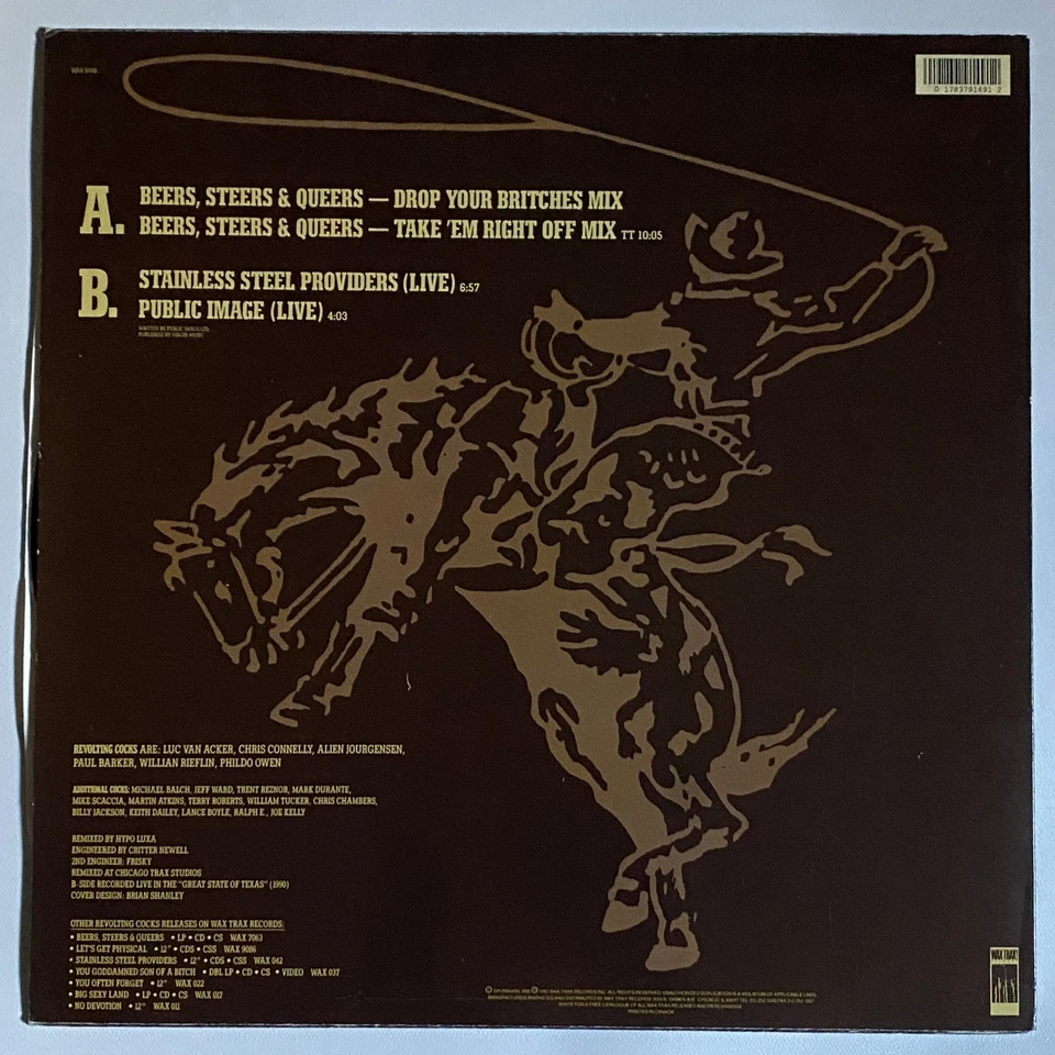 Revolting Cocks - Beers, Steers & Queers Remixes 12” Single Vinyl 45rpm 1991 NM - Image 2 of 4