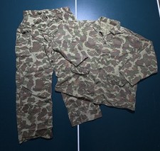 Vintage 1940s  50s Frog Skin Camo Hunting Jacket  Pants Set Prentice Zipper Rare