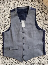 TU Man Tailored Fit Daniel Suit Waistcoat In Blue 44R RRP  24 BNWT 