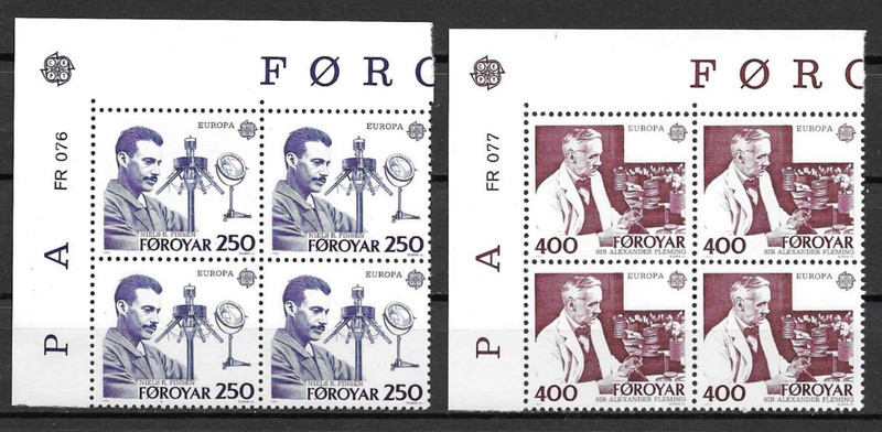 1983 Faroe Islands 95-6 Europa/Nobel Prize Laureates in Medicine PB4 MNH