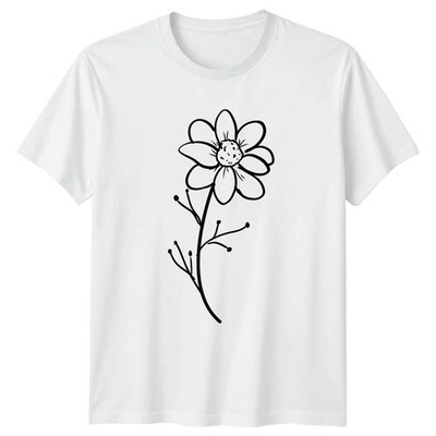 Einfaches T-Shirt Blumenumriss Botanik Natur Geschenk für Sie und Ihn