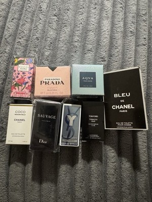 8 PC Mini Designer Fragrances Gucci Prada Bvlgari Chanel Dior YSL  Tom Ford