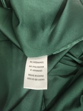 Fashion Nova Green Satin Knot V-Neck Button Bodycon Dress Long Sleeve M