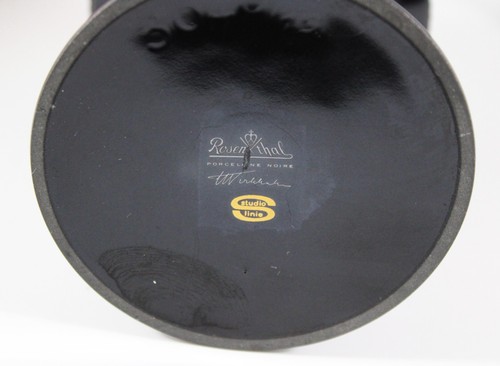 Rosenthal Porcelaine Noire Tapio Wirkkala - Vase / Kerzenhalter schwarz H. 13 cm - Bild 6 von 6