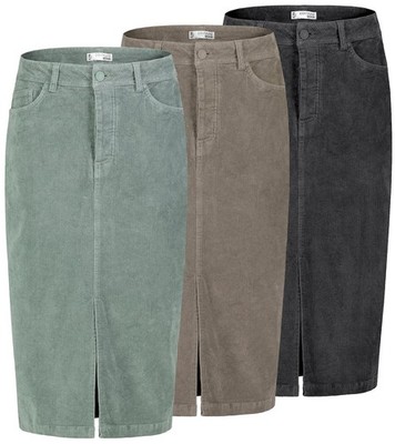 Eight2Nine Damen Midi Cord Rock Midirock Damenrock wadenlang LETN-103
