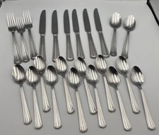 Wallace 18/10 Stainless Flatware 23 Piece Set Knives Forks Spoons Serving Spoons