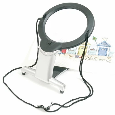 PURElite 2-in-1 LED Illuminated Hands-Free Magnifier Crafts Nails Needlework