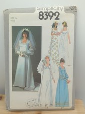 Simplicity 8392 Size 14 Vintage Bridal Dress Pattern 1978 Maxi Dress
