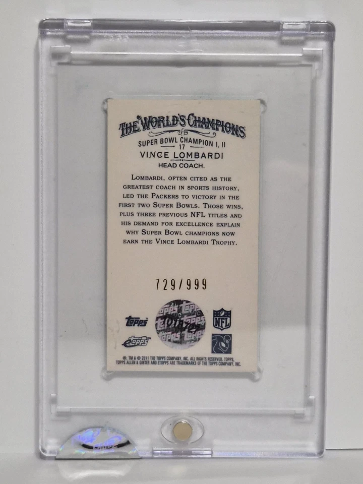2011 ETOPPS Allen & Ginters Super Bowl Champions Vince Lombardi Card 729 / 999 - Image 4 of 4