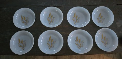 Lot Of 8 Vintage Fire King Oven Ware Wheat 6 1/2 Inch Cereal/Salad/Soup Bowls
