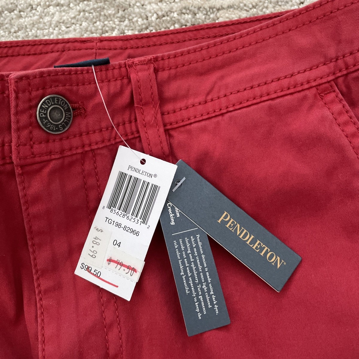 Pendleton NWT Women's Red Pencil Denim Skirt with Pockets Belt