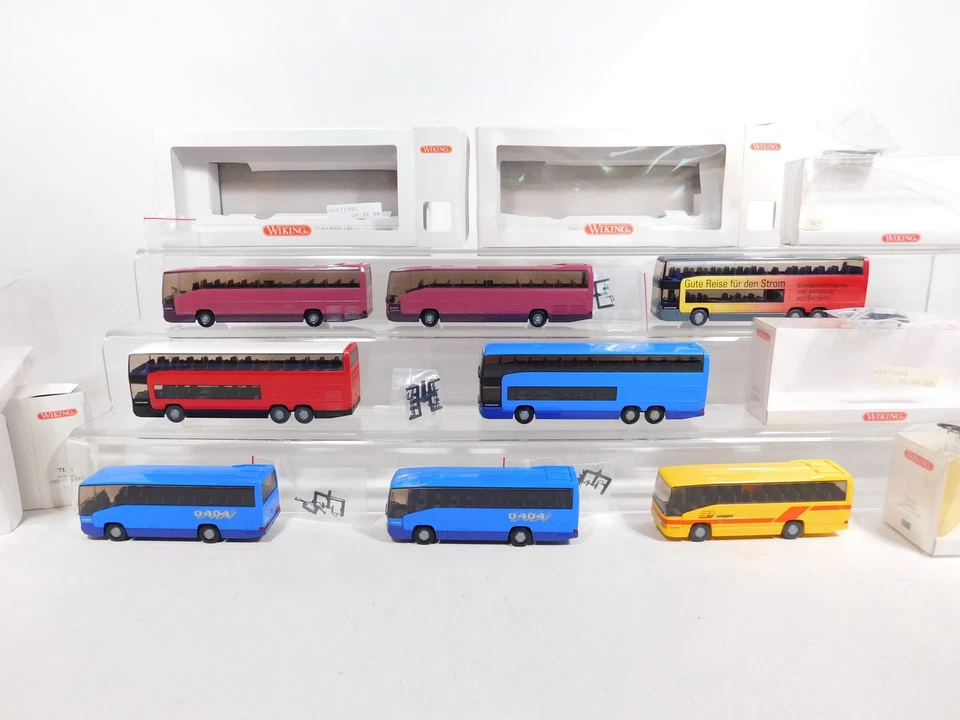 8x wiking H0 1:87 Bus MB: O 404 Rh+ O 404 DD + Rhd S.G Mint + Box #DG85-1 - Immagine 2 di 4