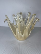Murano Iridescent Vase Free Form Open Lace Italy