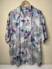 Tommy Bahama Floral Hawaiian Shirt Mens Sz 2XL Silk Pastel Copyrighted Print