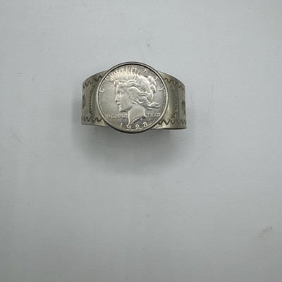 Thunderbird Schmuck Vintage Neusilber Armreif Armband mit 1923 Peace Dollar