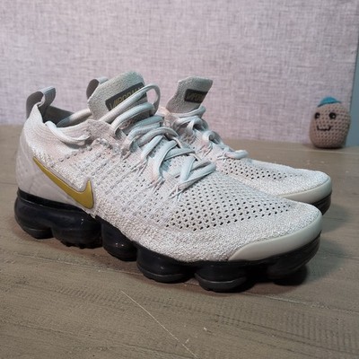 Nike Air VaporMax Flyknit 2 Vast Grey Metallic Gold UK 4,5 942843-010 Damen