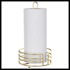Sleek Extra Large Paper Towel Holder - Gold Finish with One-Hand Tear