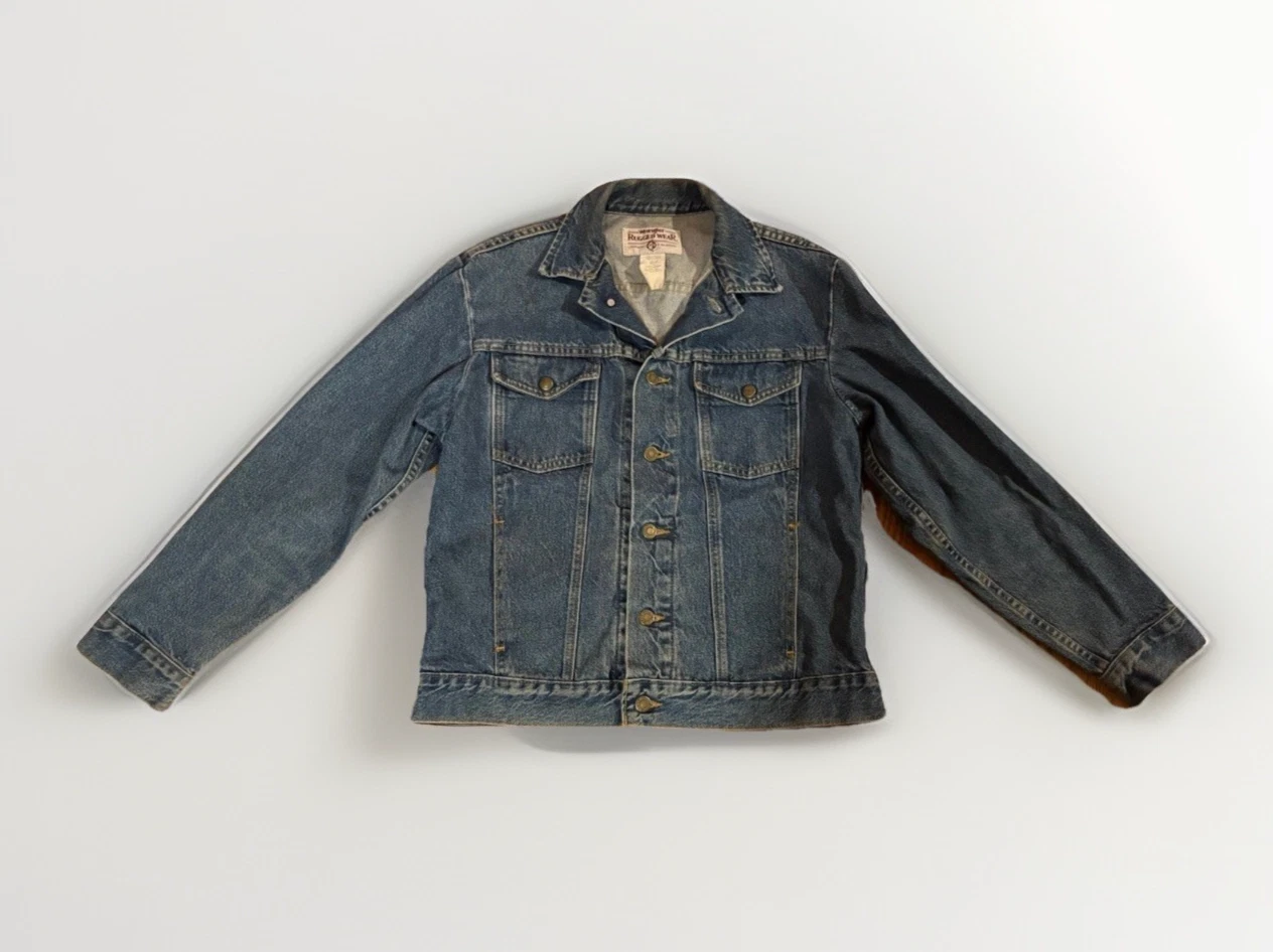 Vintage Wrangler Rugged Wear 1990s Mens Med Blue Jean Denim Jacket Preloved
