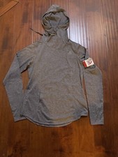 REEBOK Fired Up Vector Brushback Quietshade Heather Womens Hoodie Sz S NEW