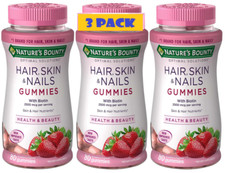 3 Pack Hair Skin Nails 240 Gummies 3x80 2500 mcg Biotin with Vitamin C, E 2027