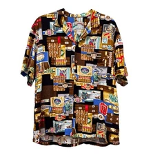 Vintage Paradise Found Rayon Hawaiian Aloha Shirt Cigar Smoking The Big Smoke