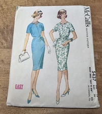 Vintage 1960 McCalls 5437 sewing pattern Misses belted dress raglan sleeve  14