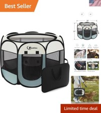 Safe and Stylish Pet Playpen - Grey Indoor/Outdoor Kennel Tent for Medium Pets