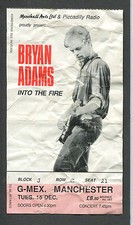 Original 1987 Bryan Adams concert ticket stub Manchester Into The Fire