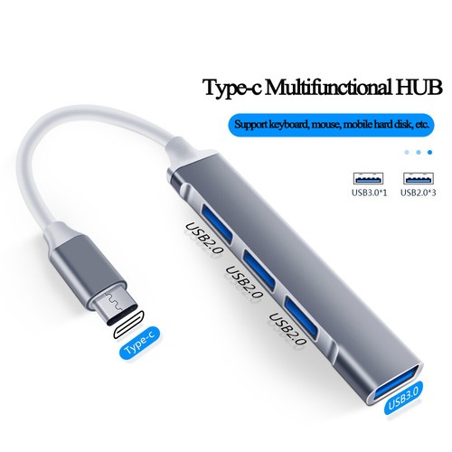 USB HUB 4 en 1 Type C vers USB 3.0 5Gbps, 4 ports adaptateur / Xiaomi Samsung - Afbeelding 1 van 11