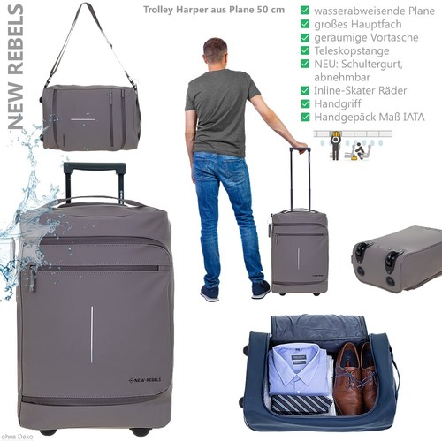 Trolley bagaglio a mano valigia donna IATA New Rebels Harper 50 cm borsa 39 talpa + g - Foto 9 di 12