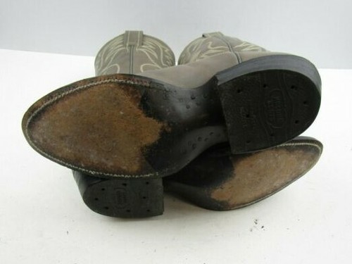 Ladies Nocona Gray Leather Almond Toe Western Cowgirl Boots Size: 5 C *WIDE* - Picture 6 of 8