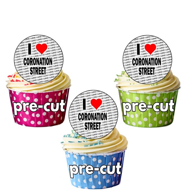 I Love Coronation Street 24 Cupcake Toppers Cake Decorations Precut