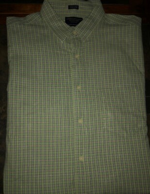 Mens American Eagle Linen Blend Short Sleeve Plaid Button Front Shirt Large EUC