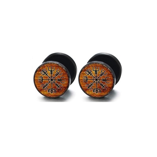 2X Surgical Steel Multi Pattern Fake Ear Plug Flesh Tunnel Stud Earring Piercing - Picture 12 of 17
