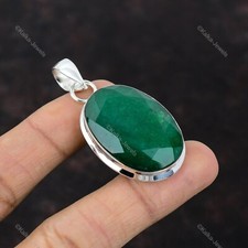 Natural Zambian Emrald Gemstone Pendant 925 Sterling Silver Jewelry For Girls