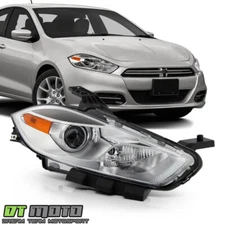 2013-2016 Dodge Dart Halogen w/Chrome Bezel  Headlights Headlamps Passenger Side