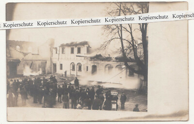 Photo postcard Ruppersdorf house fire extinguishing work Obercunnersdorfer Straße (a3485