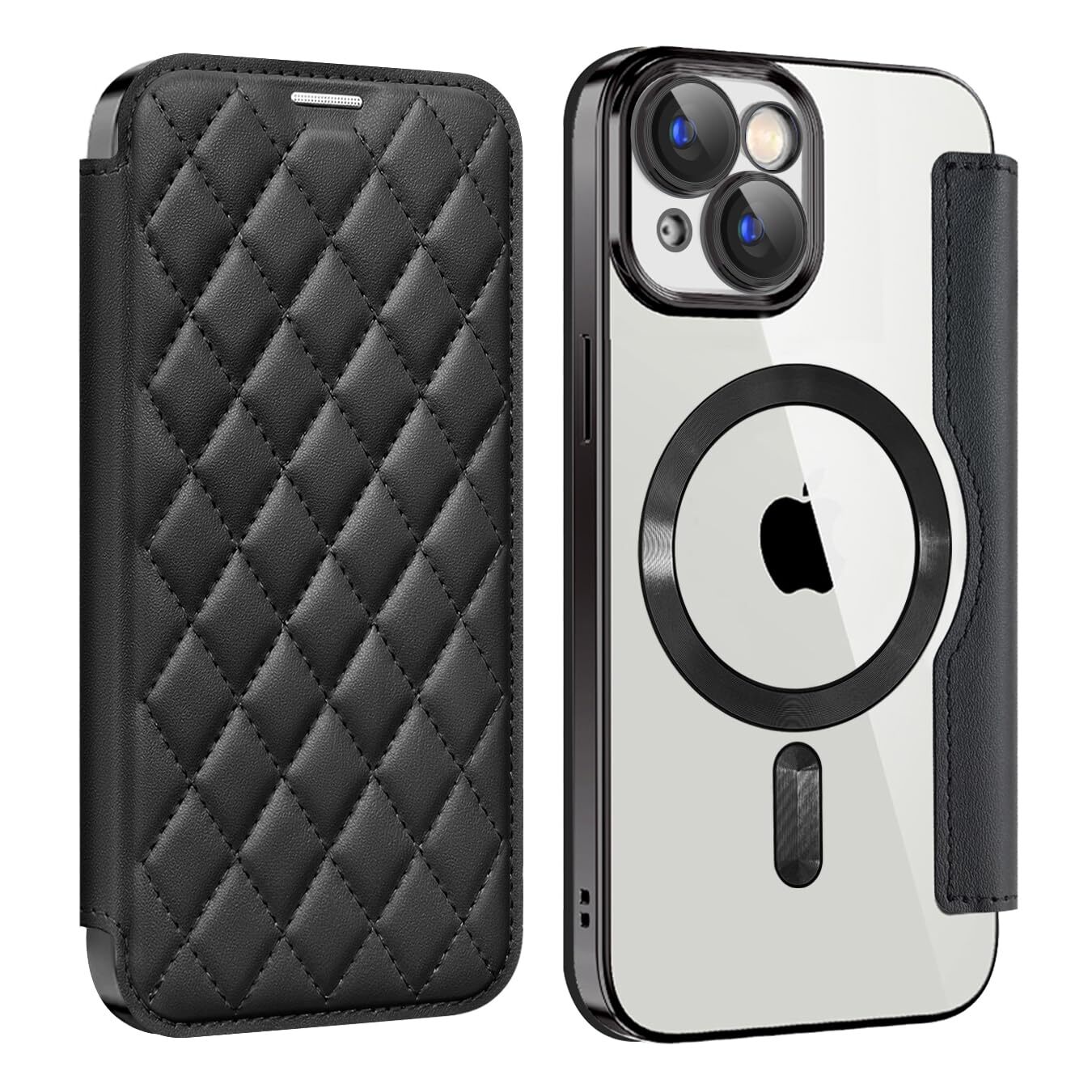 MuZiF for iPhone 13 Case Notebook Type Magsafe Compatible Clear Back Transp 694