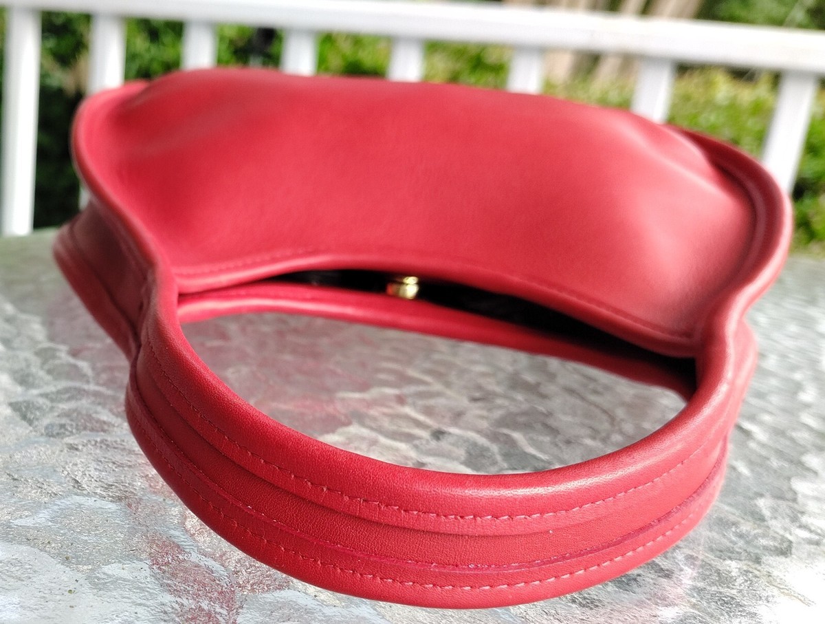Coach RARE MINI 9027 Cherry Red Leather Ergo Shoulder Bag | eBay