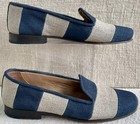 Stubbs & Wootton Women’s Classic Navy/Natural Linen Striped Loafers US 6 ($575) — photo 3