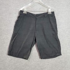 O'Neill Men Shorts 32 Gray Chino Polyester Pockets Mid Rise Logo 9 in Inseam