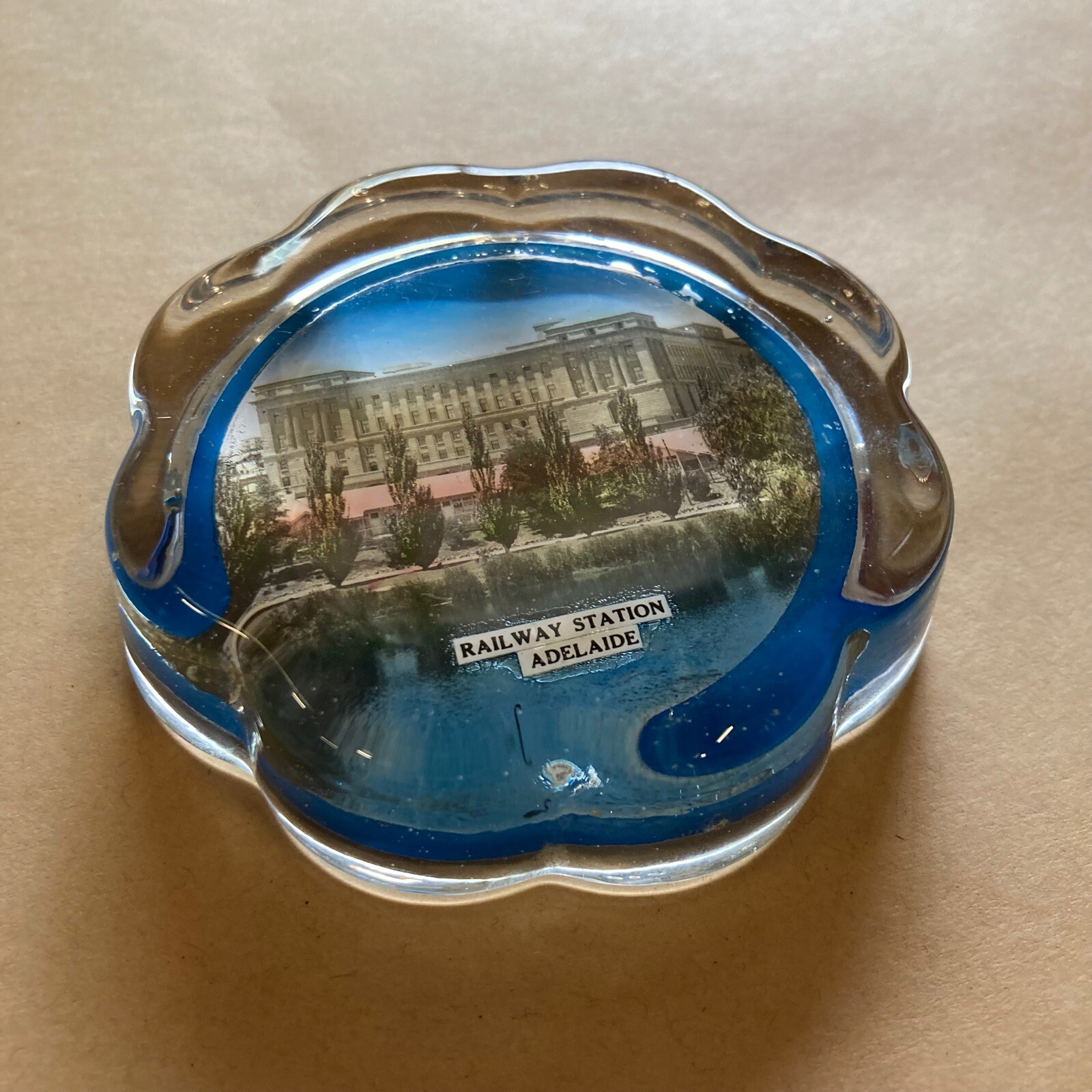 VINTAGE RAILWAY STATION ADELAIDE SA SOUVENIR PRESSED GLASS PAPERWEIGHT AUSTRALIA eBay