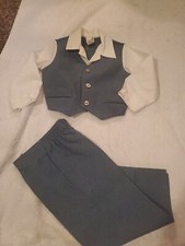 Disney Winnie the Pooh Suit Shirt/ Blue Pinstripe Vest & Pants Size 3T USA Made