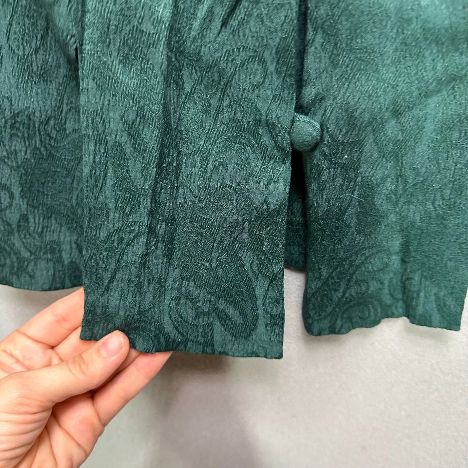 Vintage 90s Paisley Blazer Jacket Green NWT Size 16 Button Rayon Suit — 第 2/4 张图片