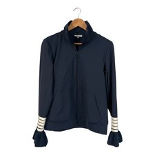 Ganni Presbourg Zip Up Jacket In Navy Blue Size 40 Us 10