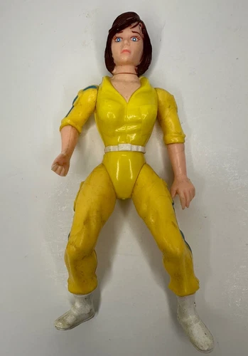 TMNT April O'Neil Figure 1988 Playmates Blue Stripe Teenage Mutant Ninja Turtles